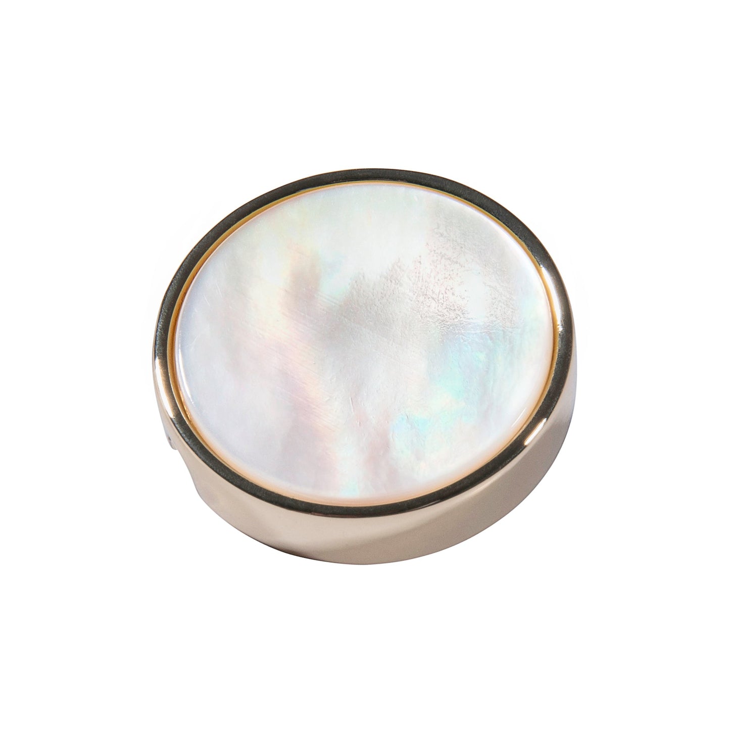 21mm button in shiny gold metal and white mother-of-pearl