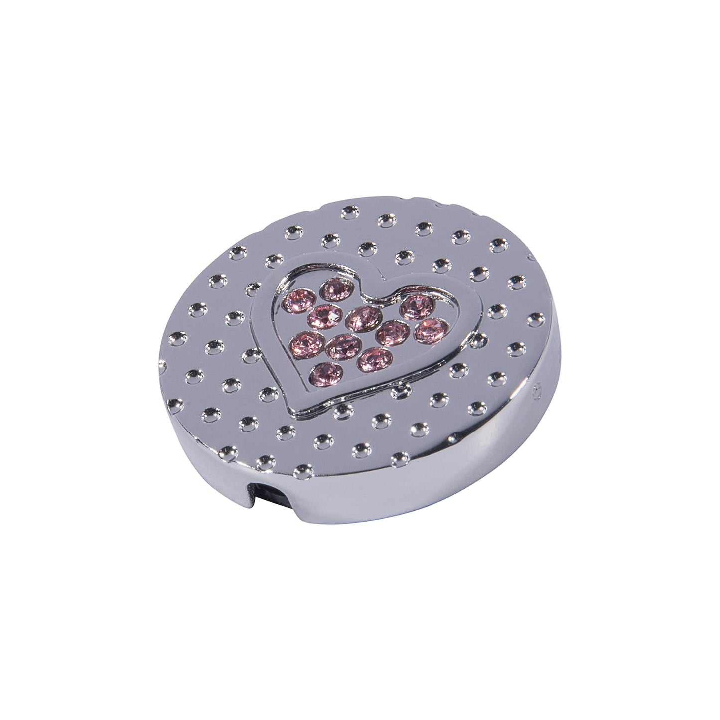 21 mm metal button with small rhinestone heart "STONES HEART"