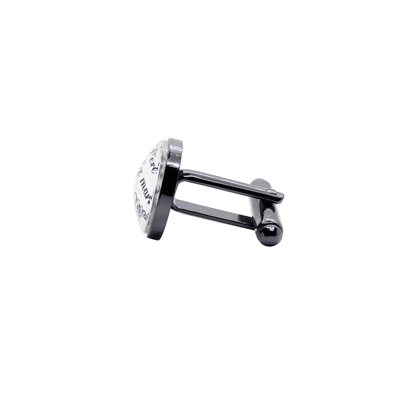 21mm button in carbon metal and black enamel, customizable