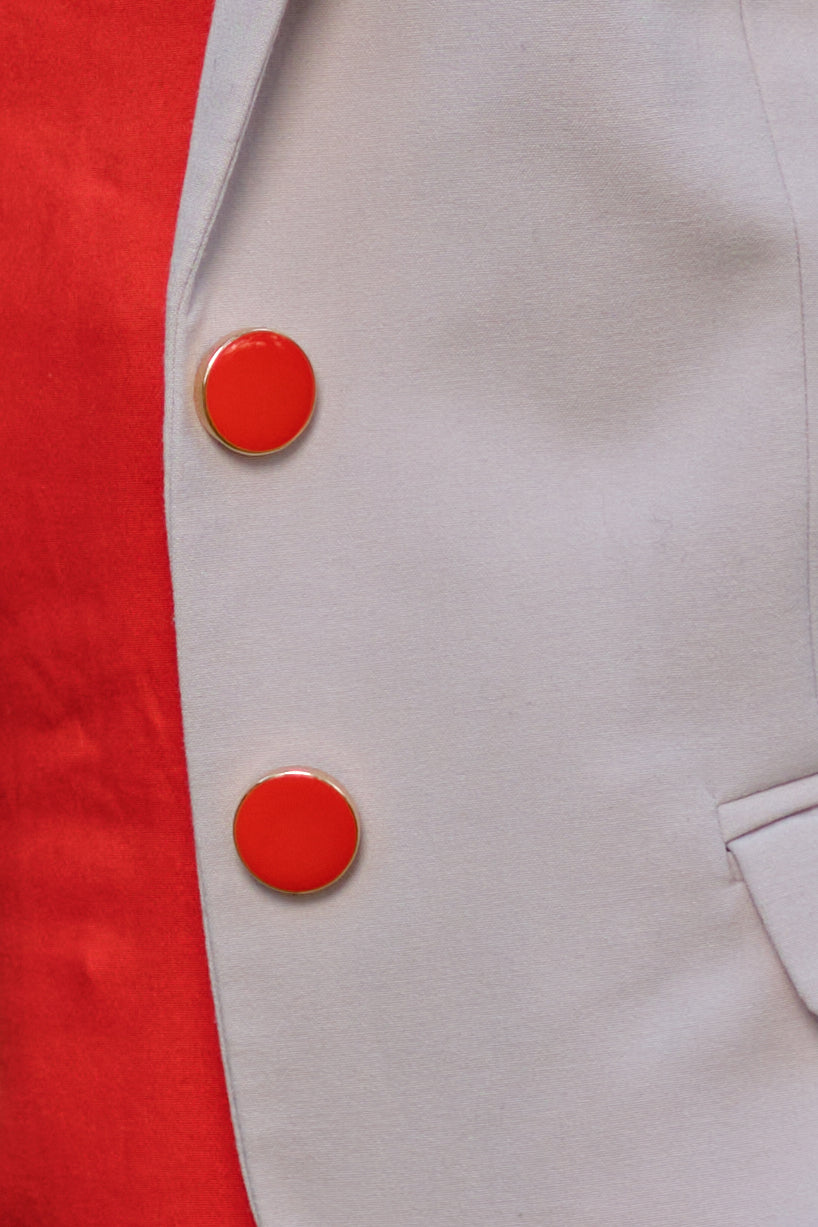 PRO - Bouton 21mm en métal doré lisse et émail rouge corail personnalisable