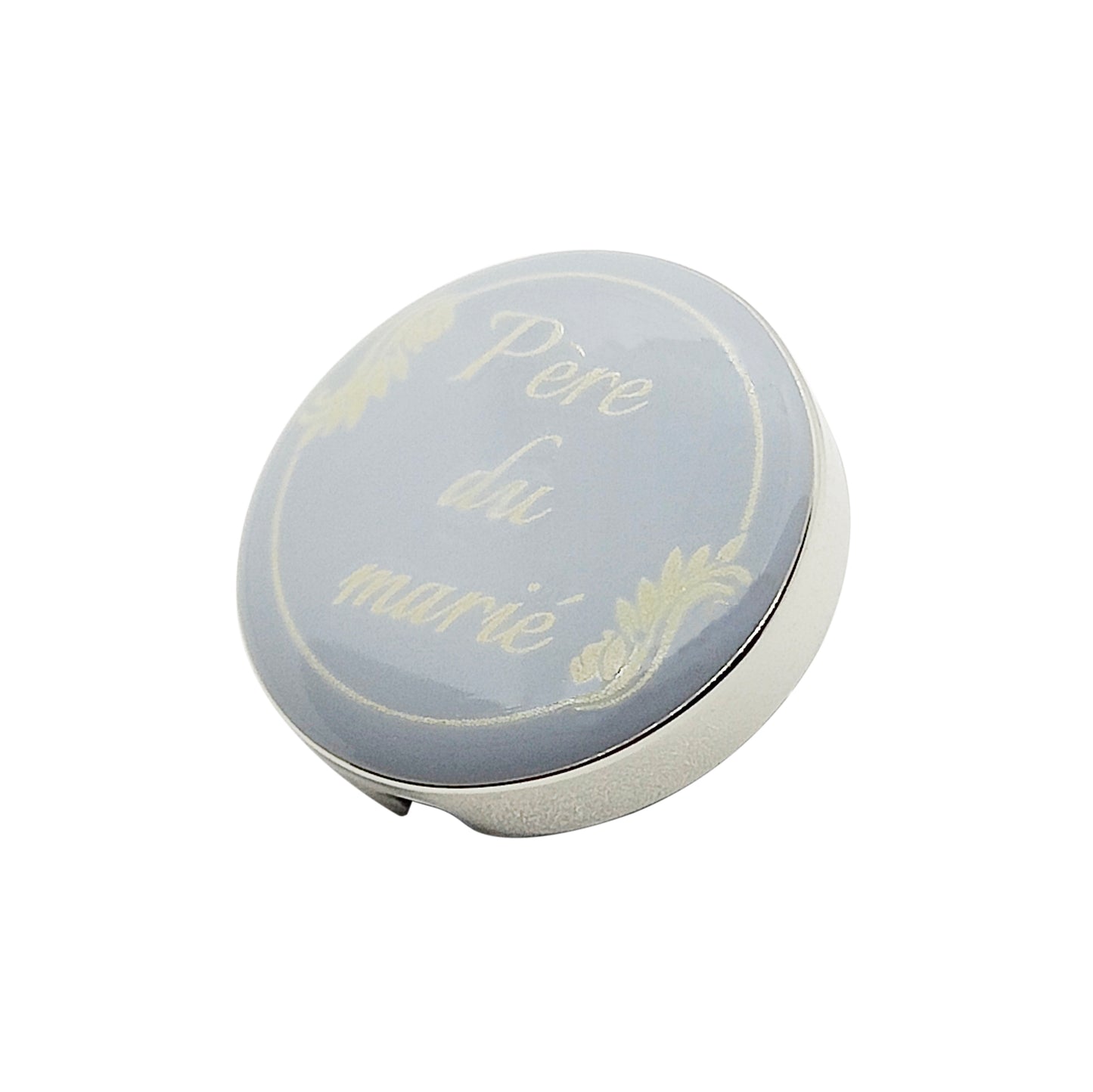 21mm button in shiny silver metal and customizable gray enamel