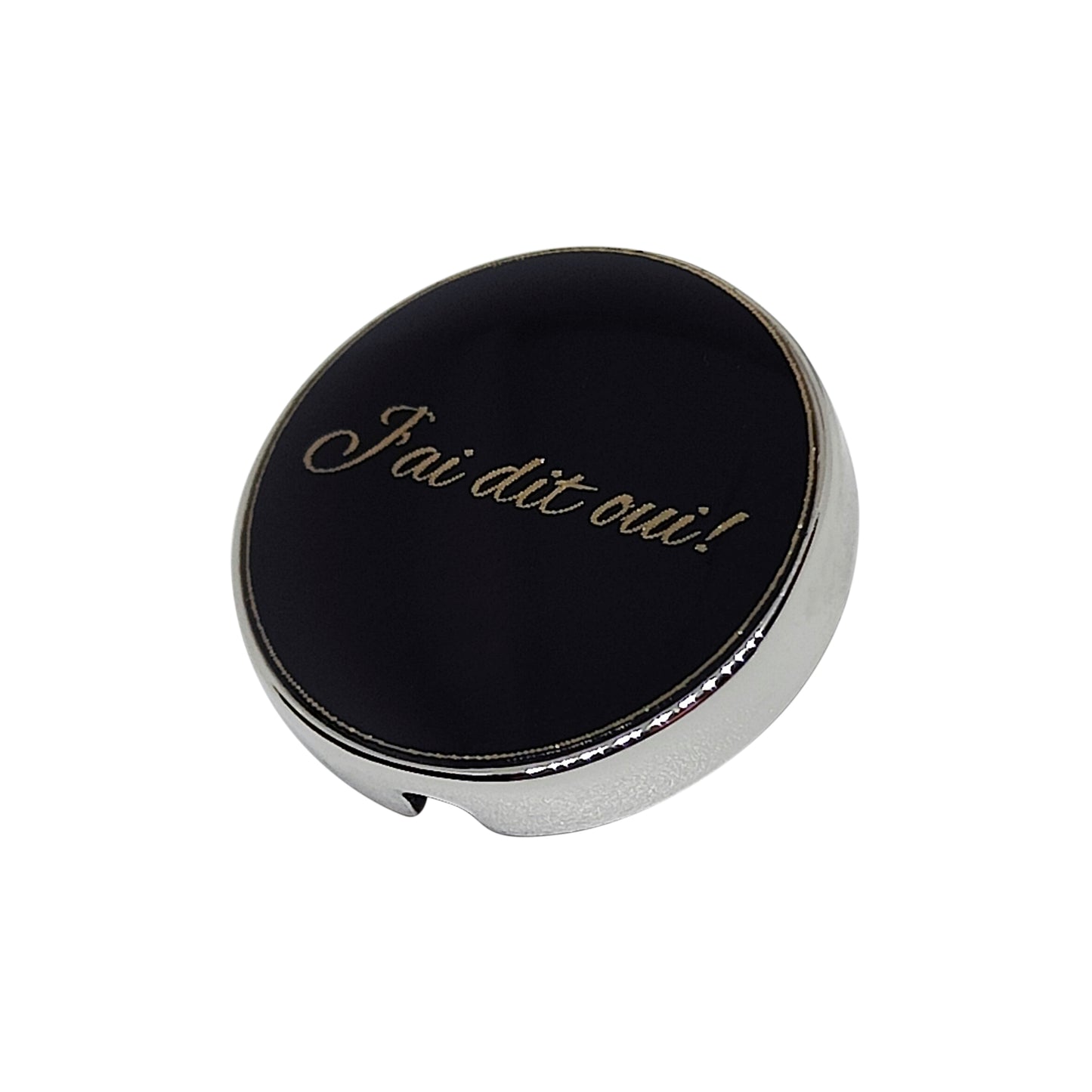 21mm button in carbon metal and black enamel, customizable