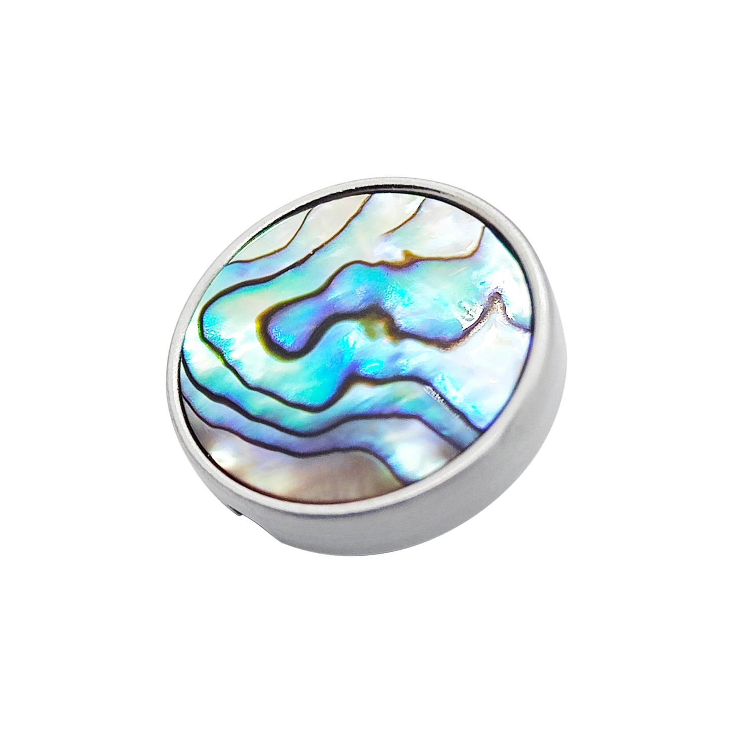 PRO 21mm button in metal and raw abalone