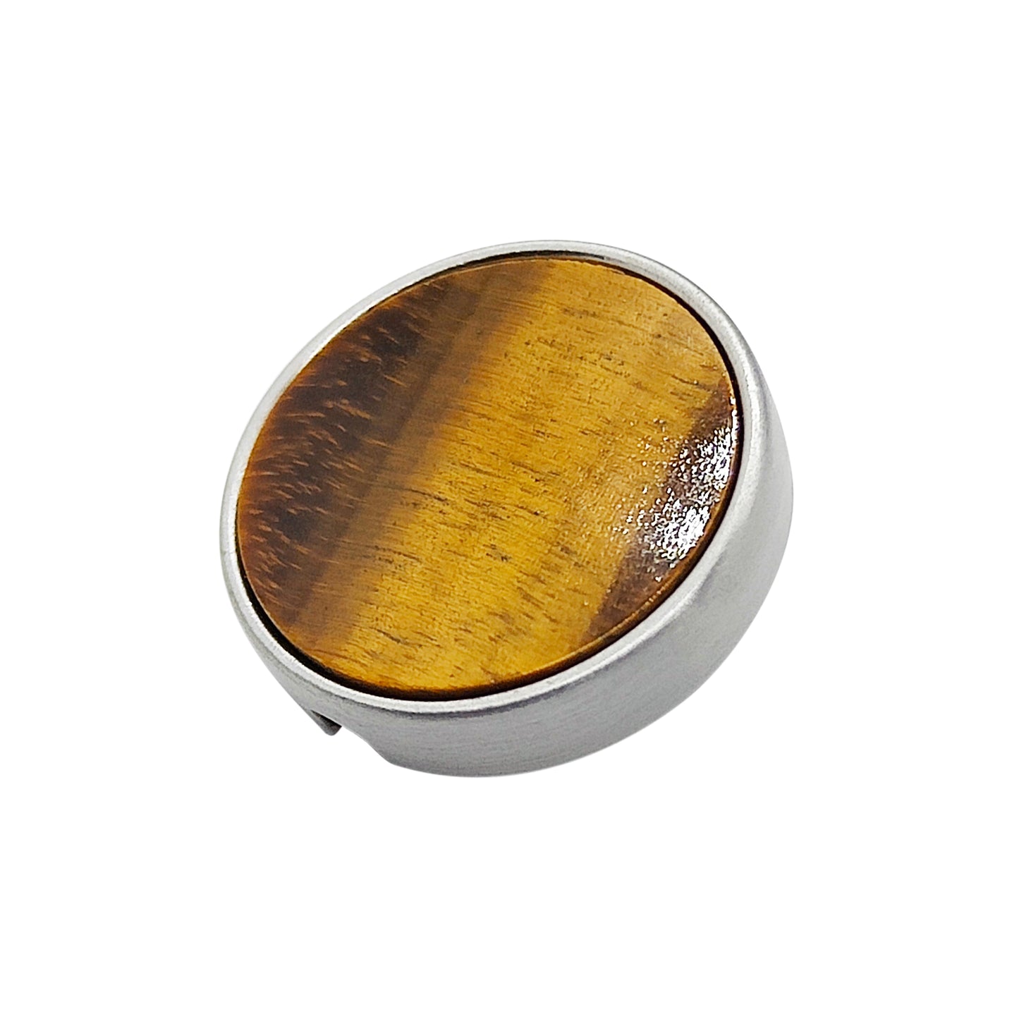21mm button in carbon metal and tiger's eye