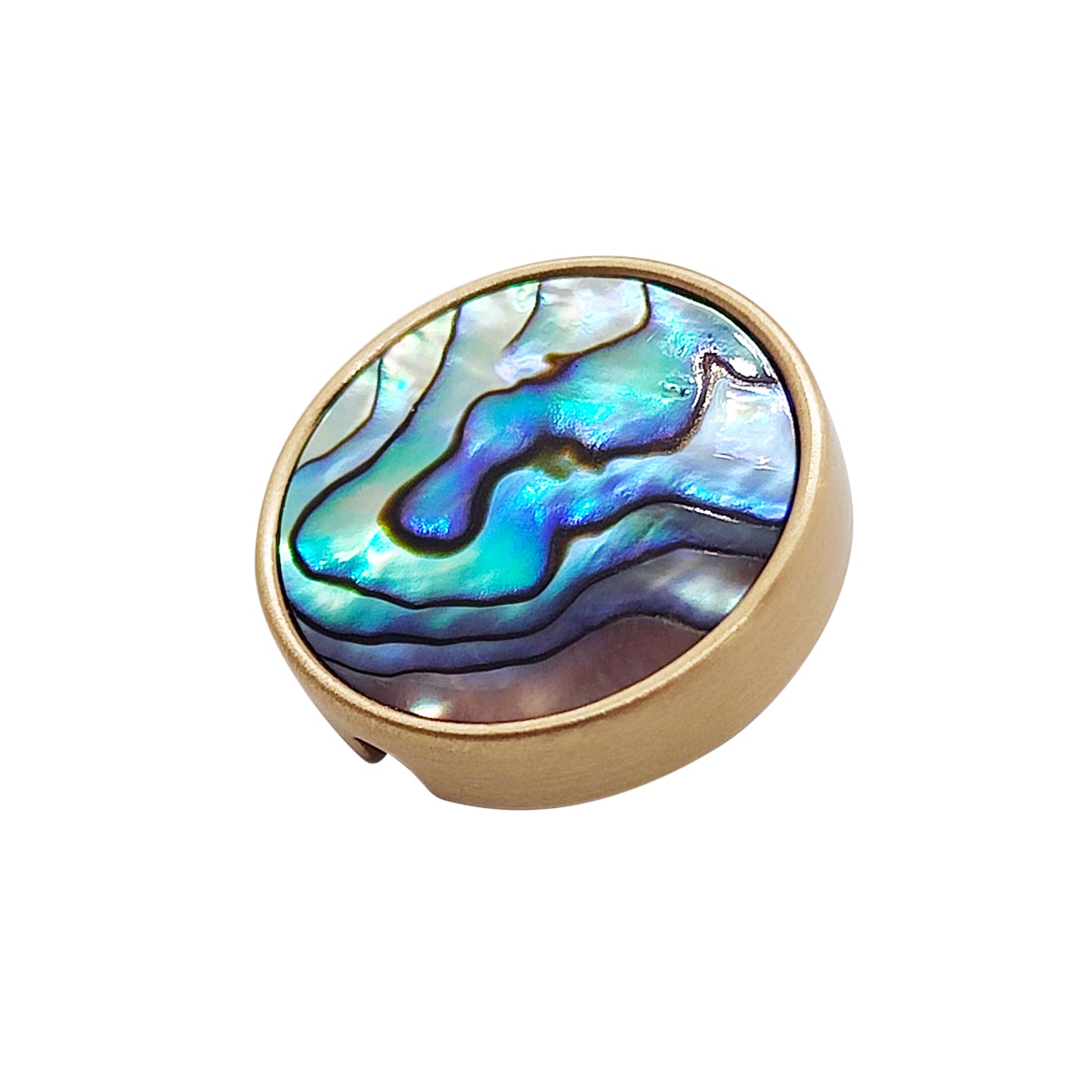 PRO 21mm button in metal and raw abalone