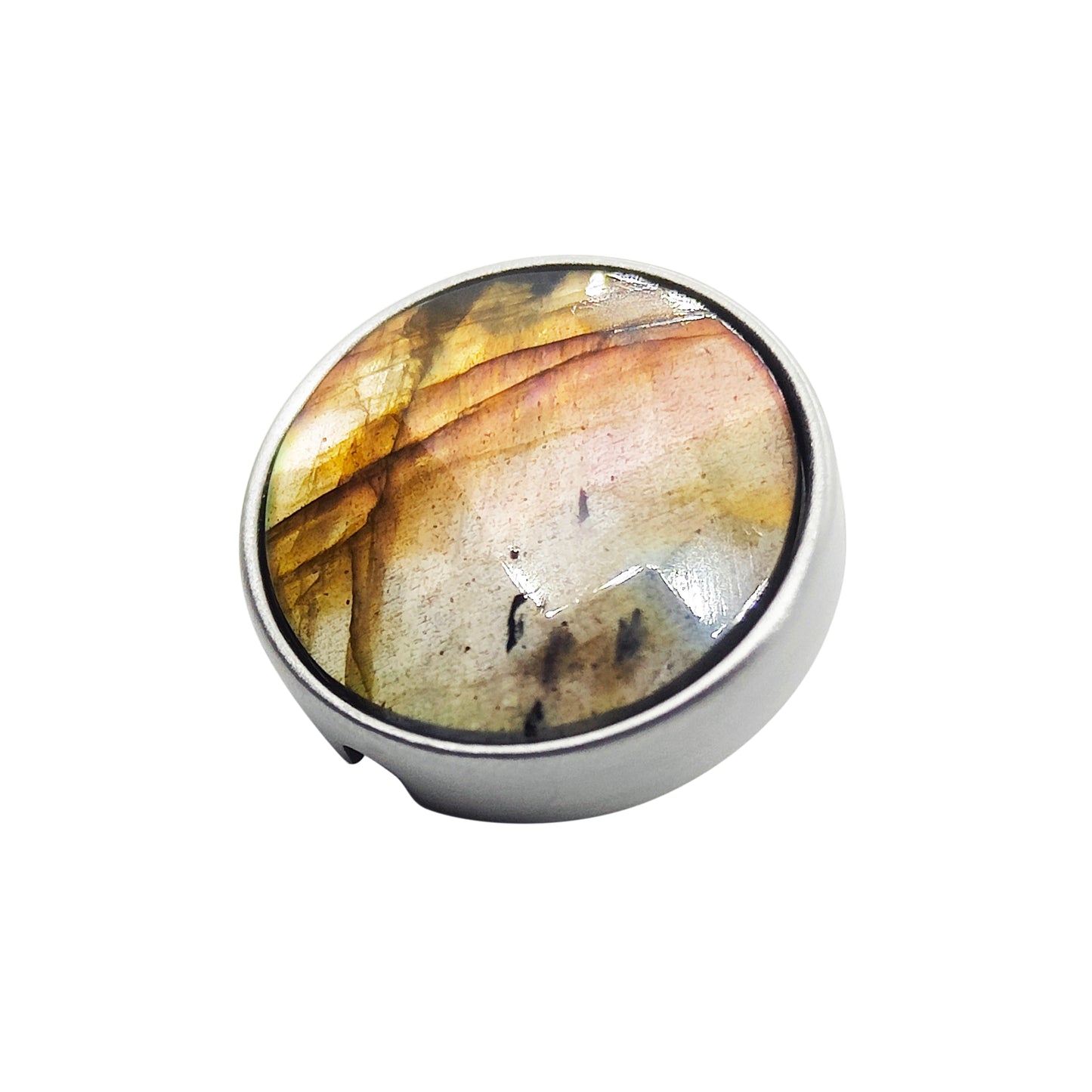 PRO Bouton 21mm en métal et labradorite multicolore
