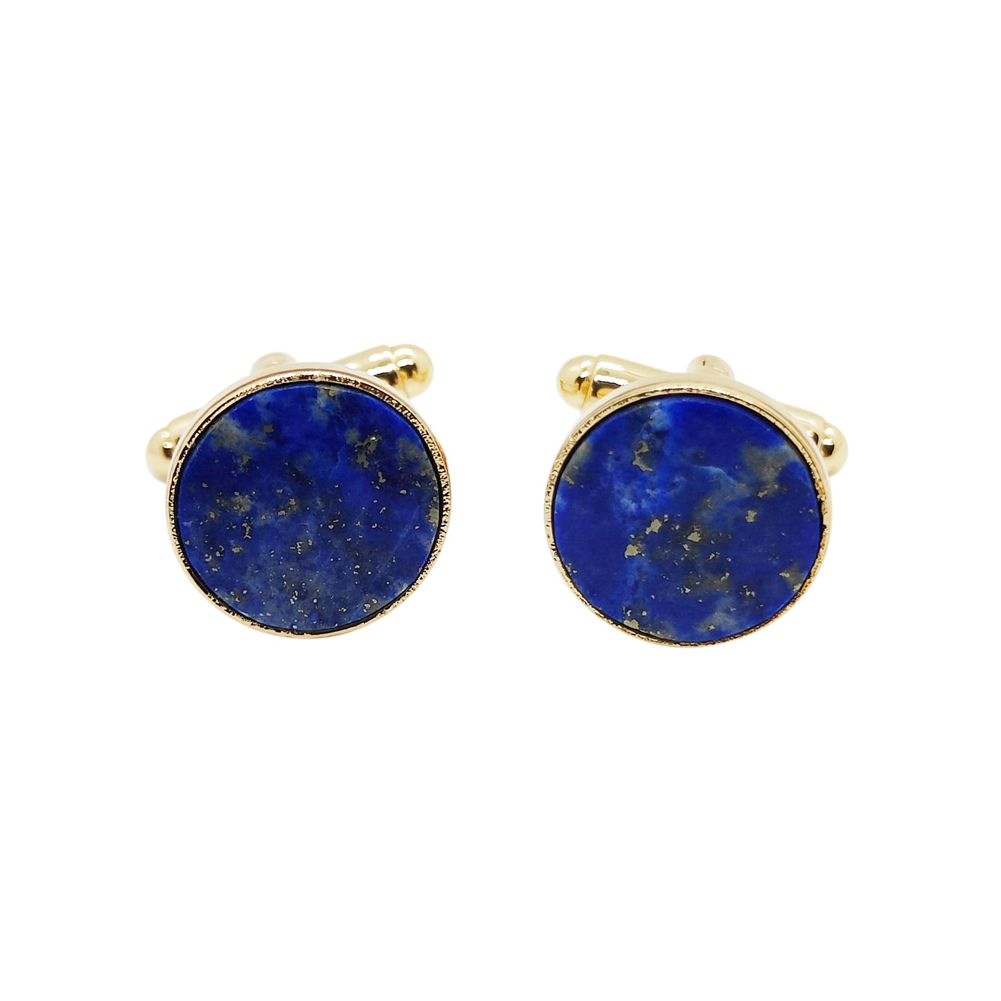 PRO - Boutons de manchettes 14 mm en métal et lapis-lazuli