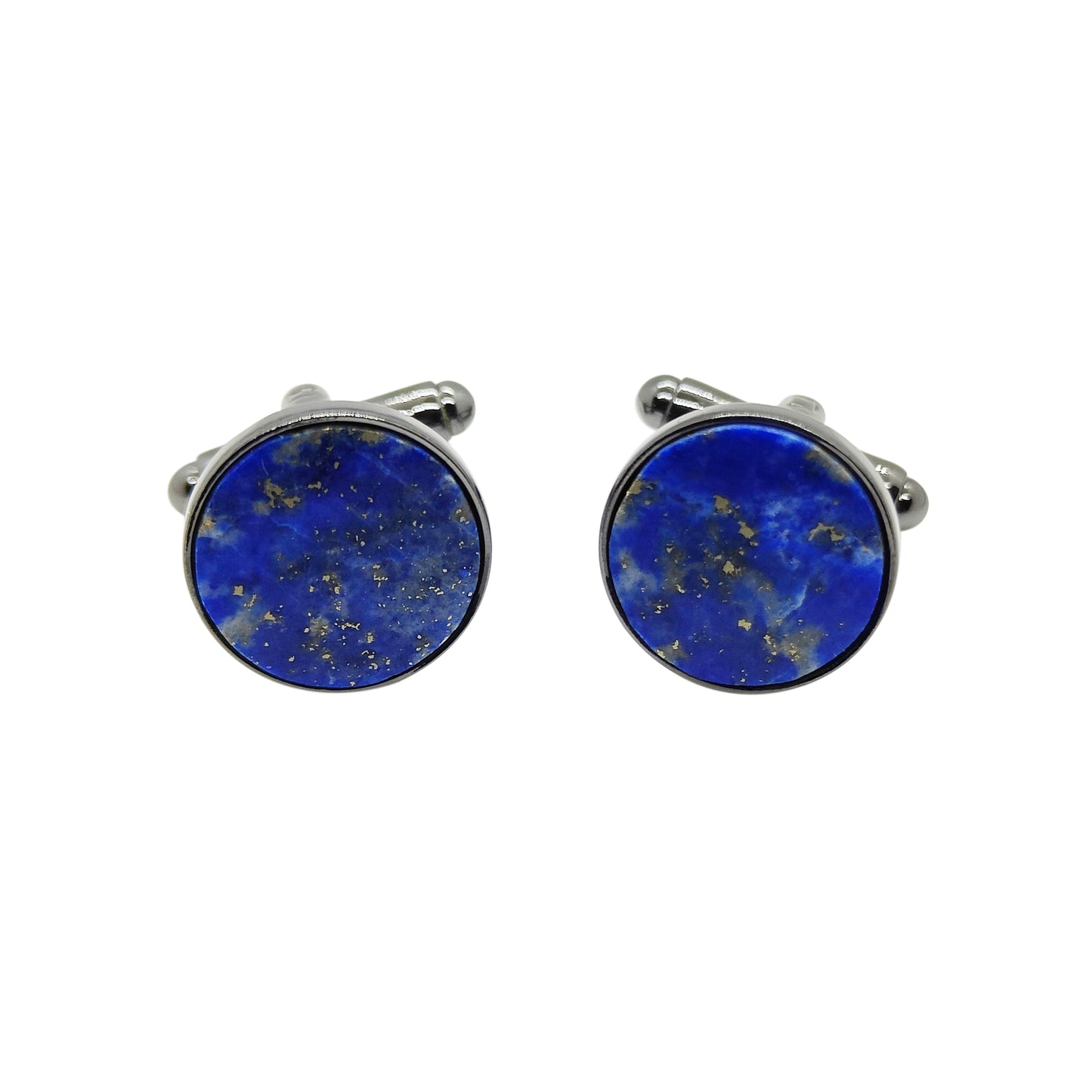 PRO - Boutons de manchettes 14 mm en métal et lapis-lazuli