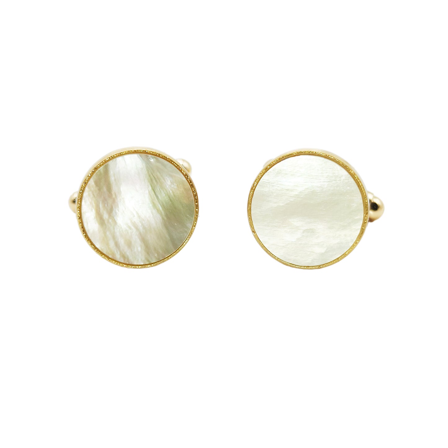 PRO - Boutons de manchettes 14 mm en métal et nacre blanche