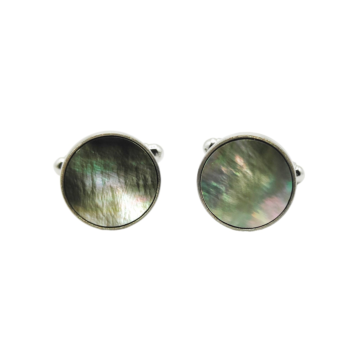 PRO - Boutons de manchettes 14 mm en métal et nacre noire