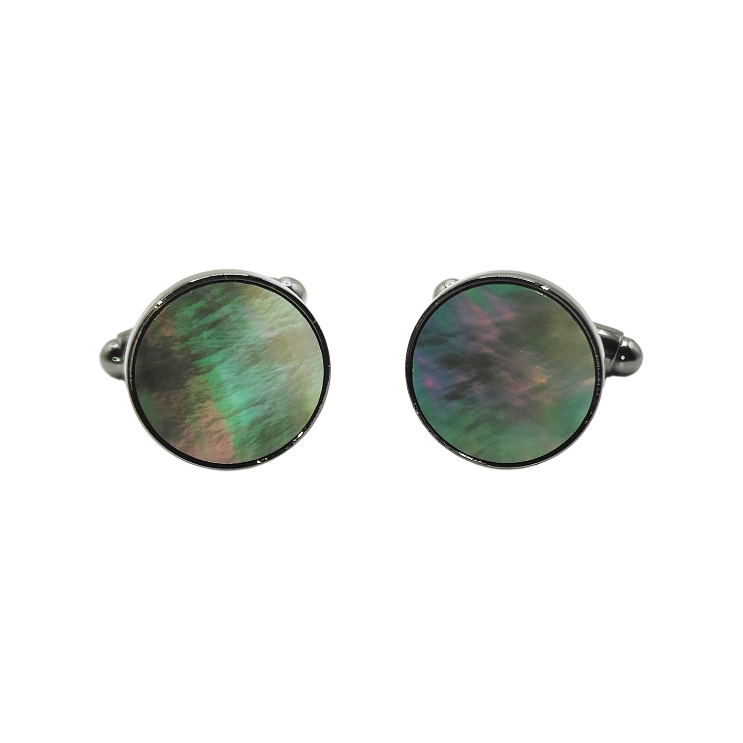 PRO - Boutons de manchettes 14 mm en métal et nacre noire
