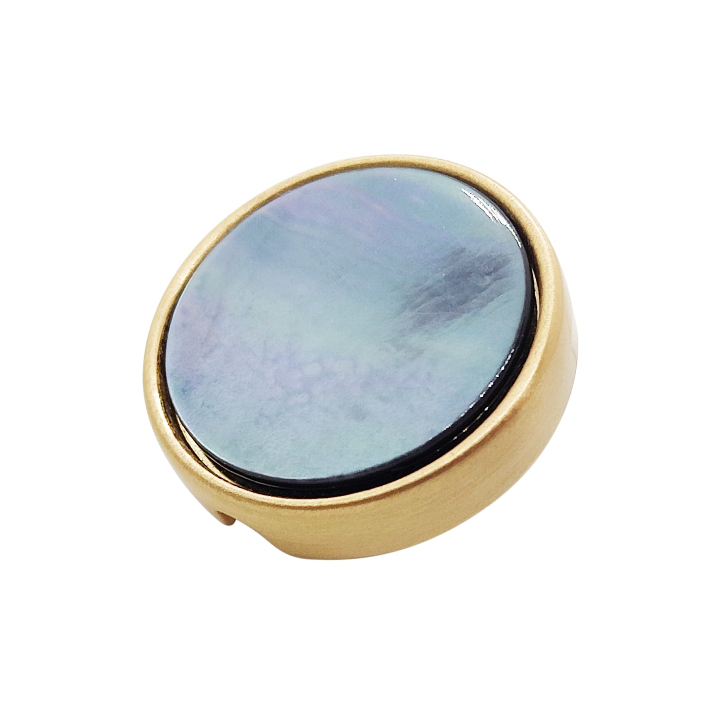 21mm button in carbon metal and black mother-of-pearl