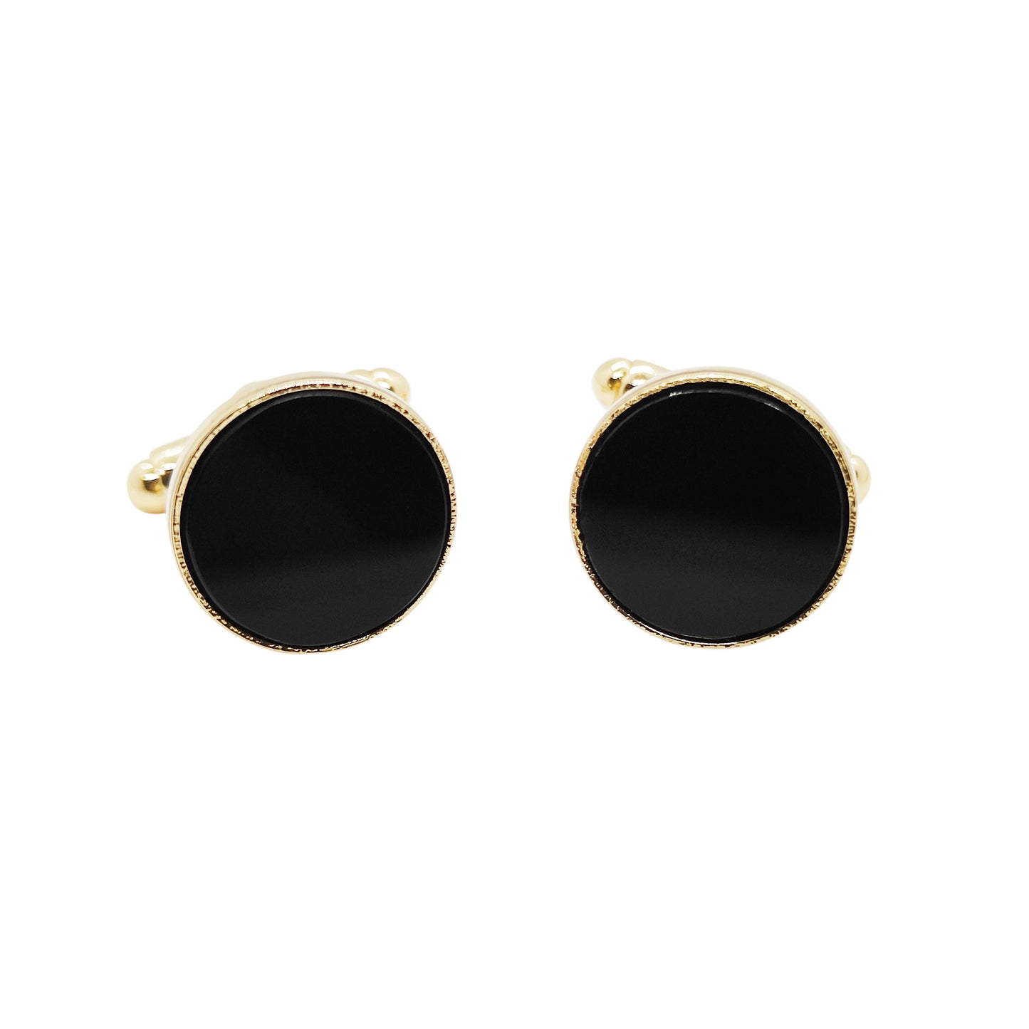 PRO - Boutons de manchettes 14 mm en métal et onyx noir - Personnalisables
