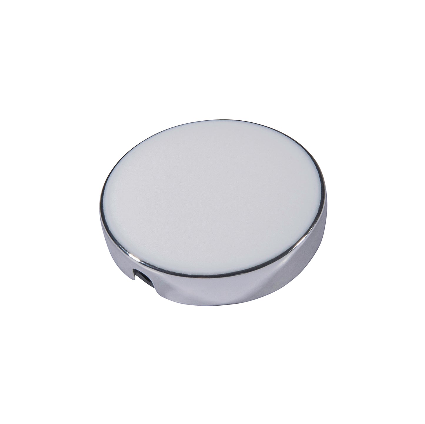 21mm button in shiny silver metal and customizable white enamel