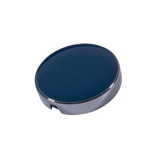 21mm button in carbon metal and customizable navy blue enamel