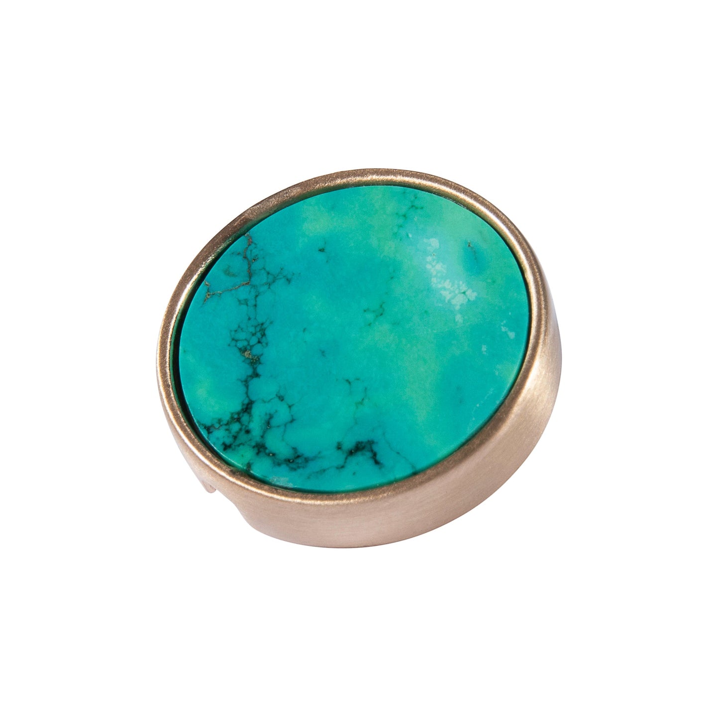 21mm button in brushed gold metal and Tibetan turquoise