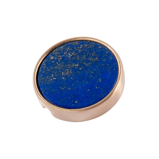 21mm button in brushed gold metal and lapis lazuli