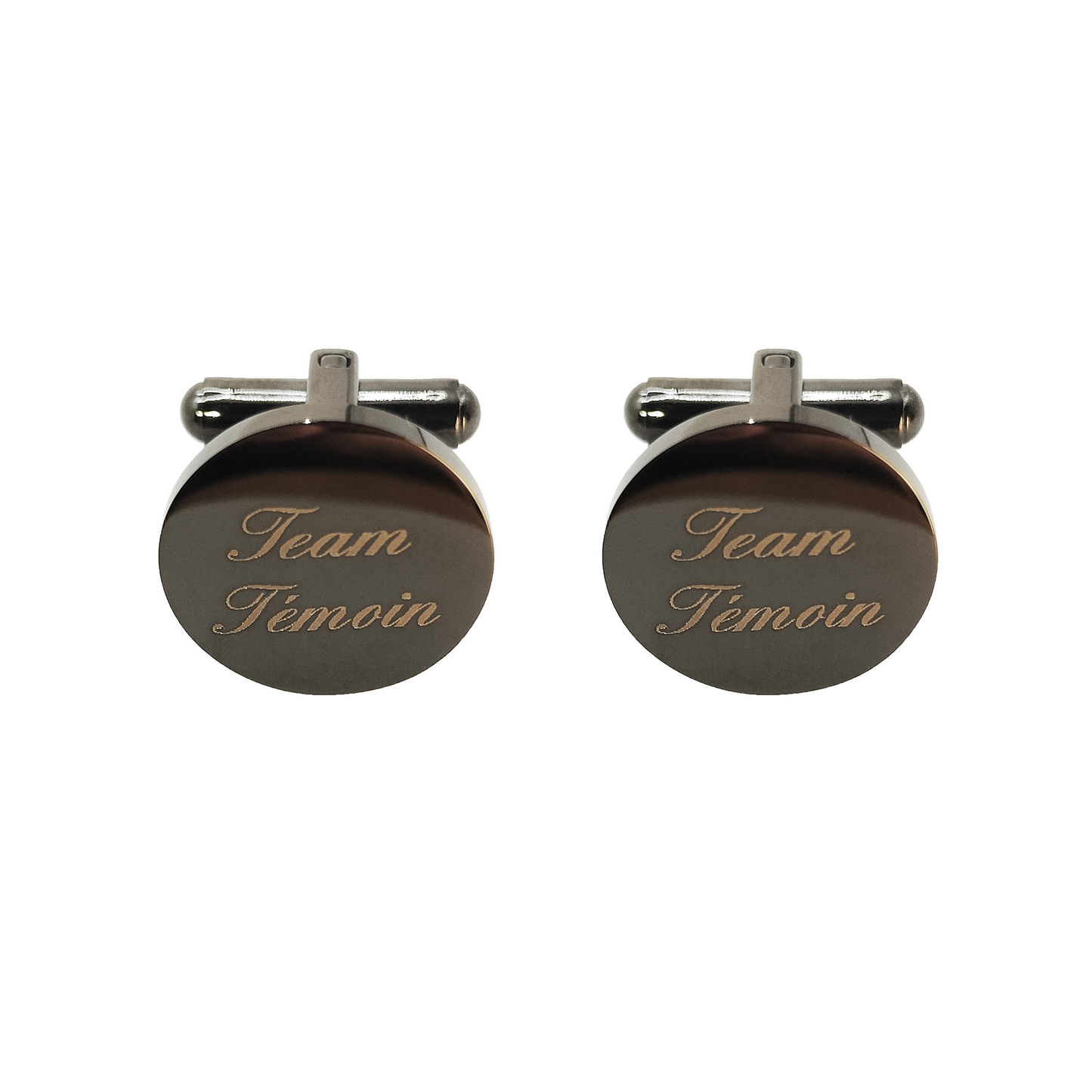 21mm button in carbon metal and black enamel, customizable