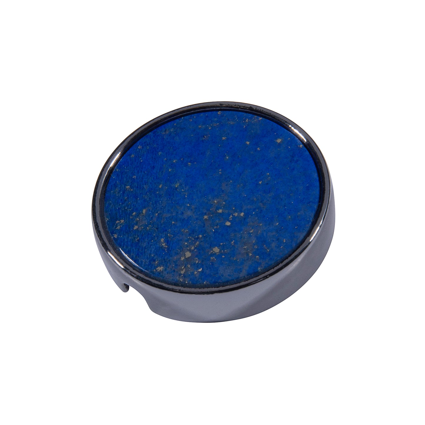 Bouton 21mm en métal carbone et lapis-lazuli