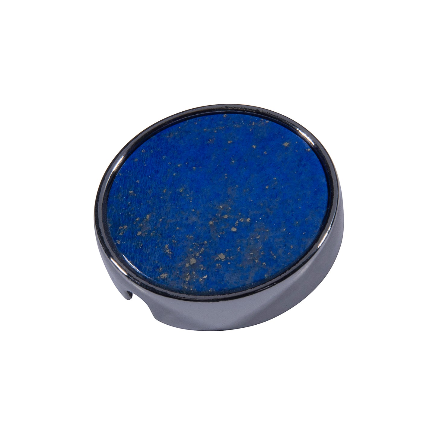 21mm button in brushed gold metal and lapis lazuli