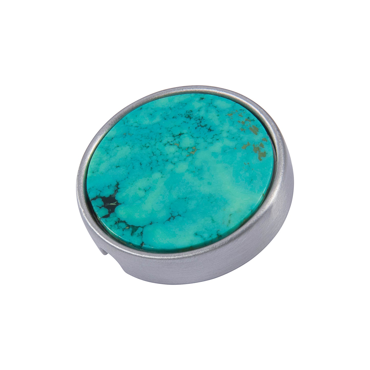 21mm button in brushed gold metal and Tibetan turquoise