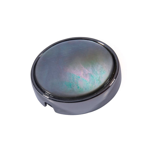 21mm button in carbon metal and black mother-of-pearl