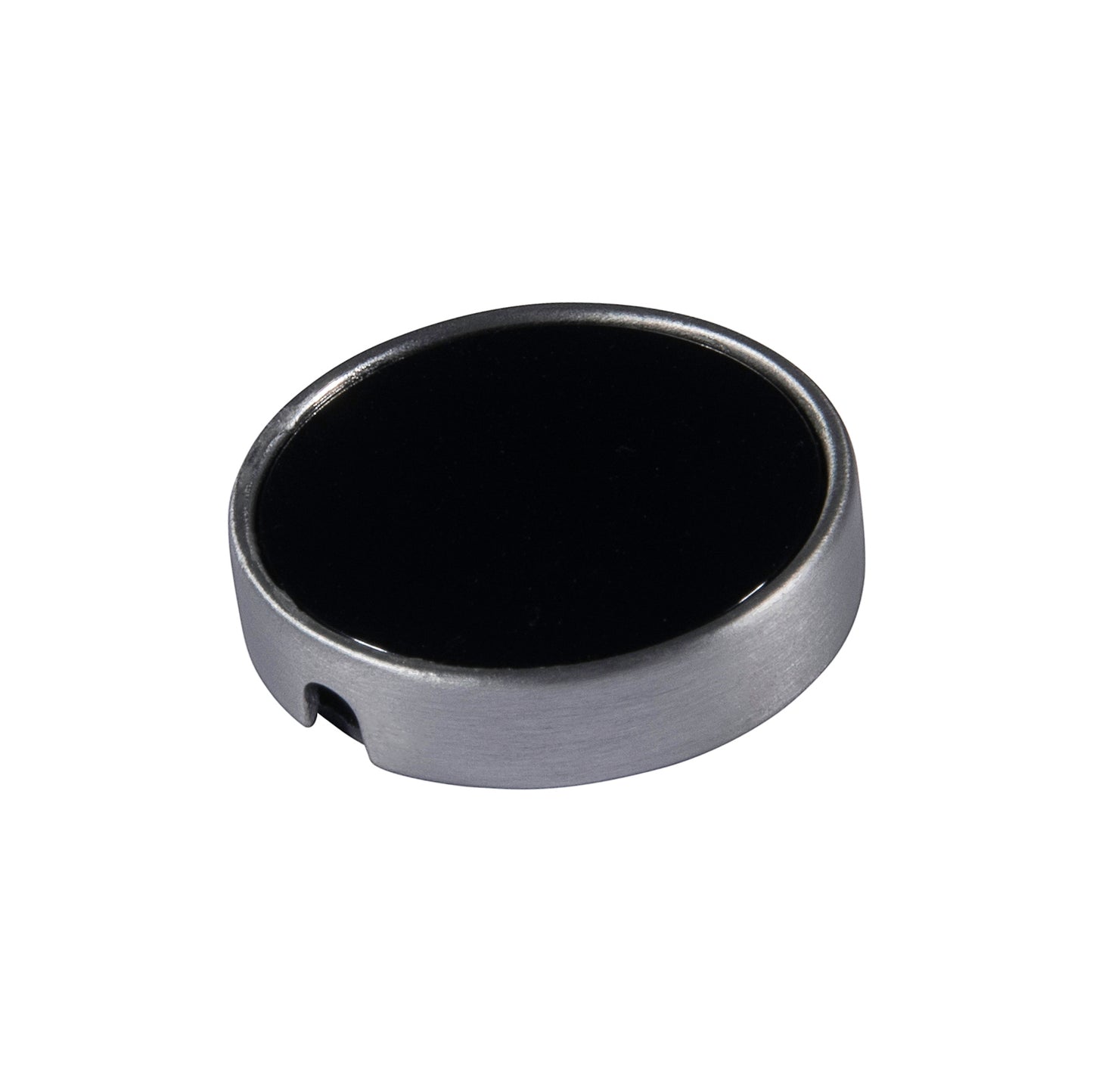 21mm button in brushed silver metal and black onyx