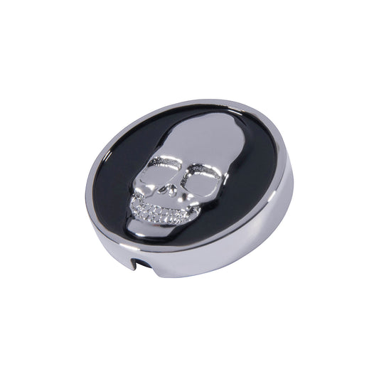 PRO - Bouton 21 mm en métal brillant argenté avec motif tête de mort "SKULL"