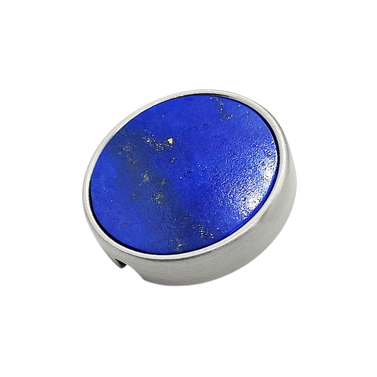 21mm button in brushed gold metal and lapis lazuli