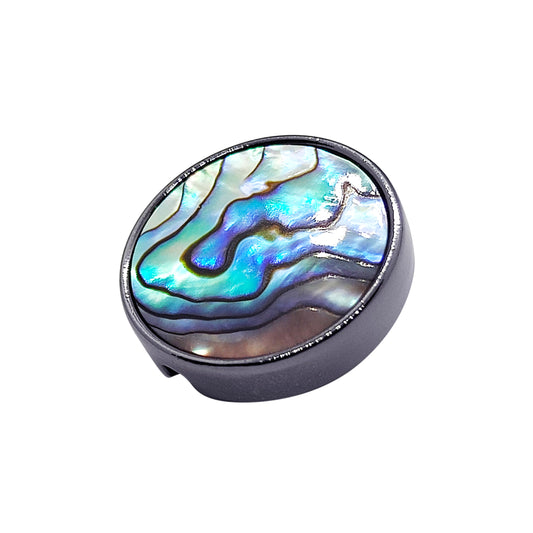 PRO 21mm button in metal and raw abalone