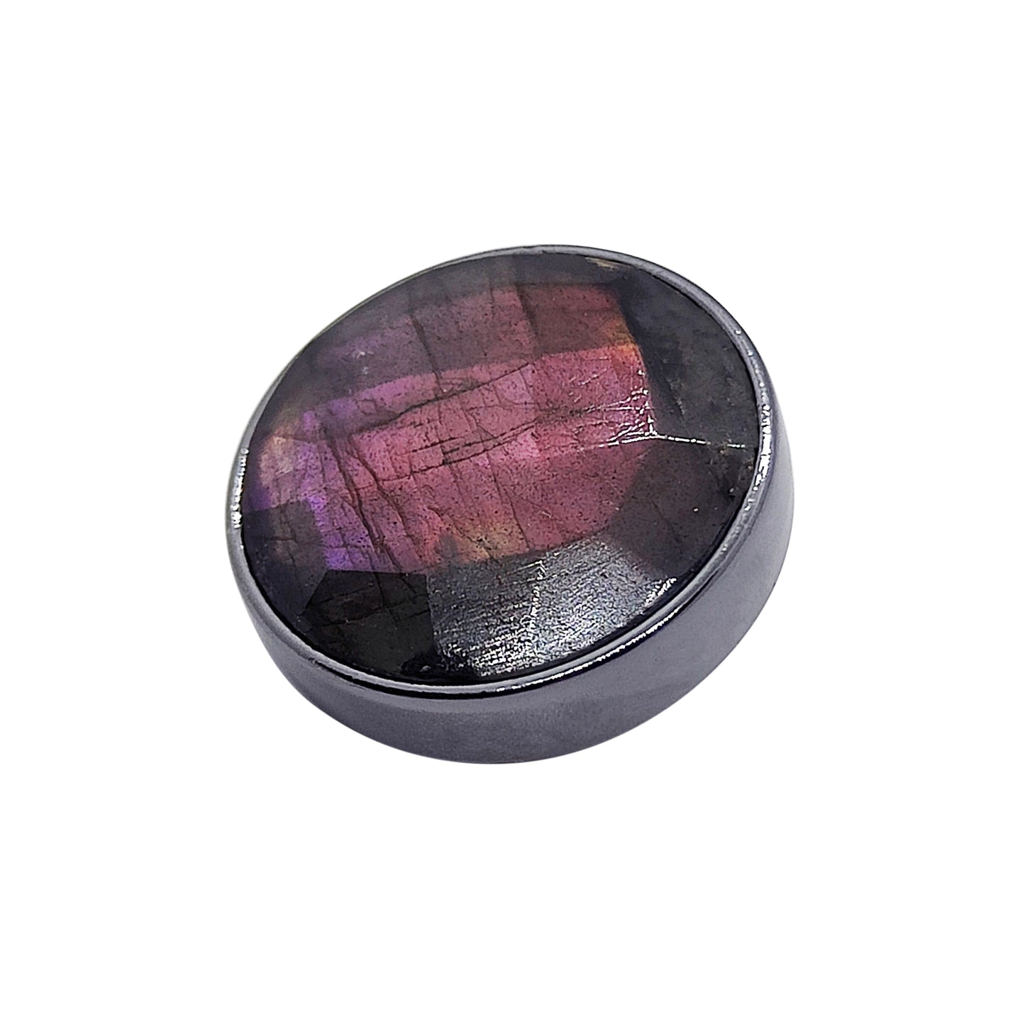 PRO Bouton 21mm en métal canon de fusil lisse et labradorite violette à facettes