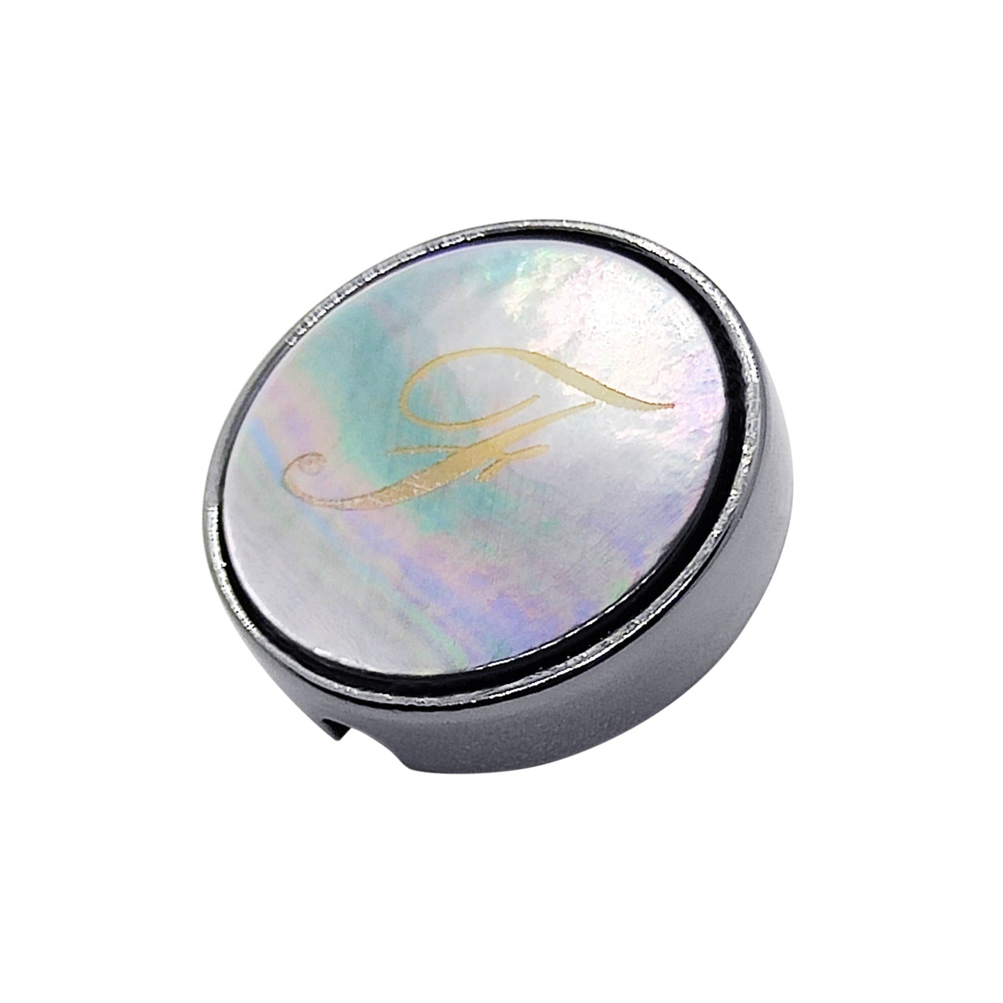 21mm button in carbon metal and black mother-of-pearl