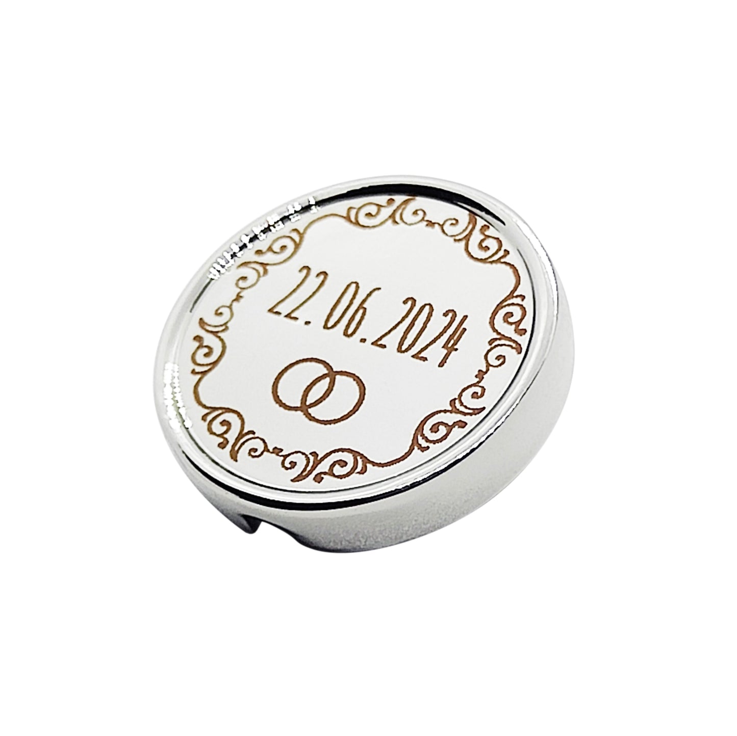 PRO - Bouton 21mm en métal argenté lisse personnalisable