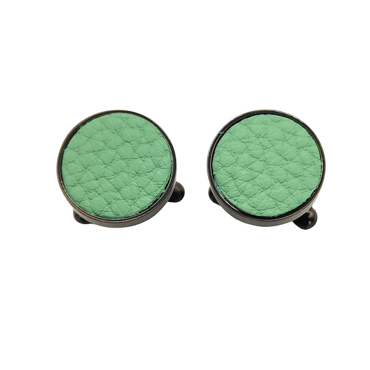 PRO - Boutons de manchettes 14 mm en métal et cuir lilas - Personnalisables