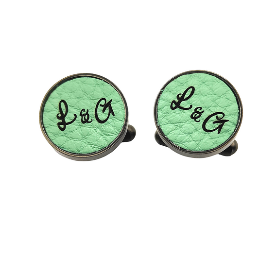 PRO - Boutons de manchettes 14 mm en métal et cuir lilas - Personnalisables