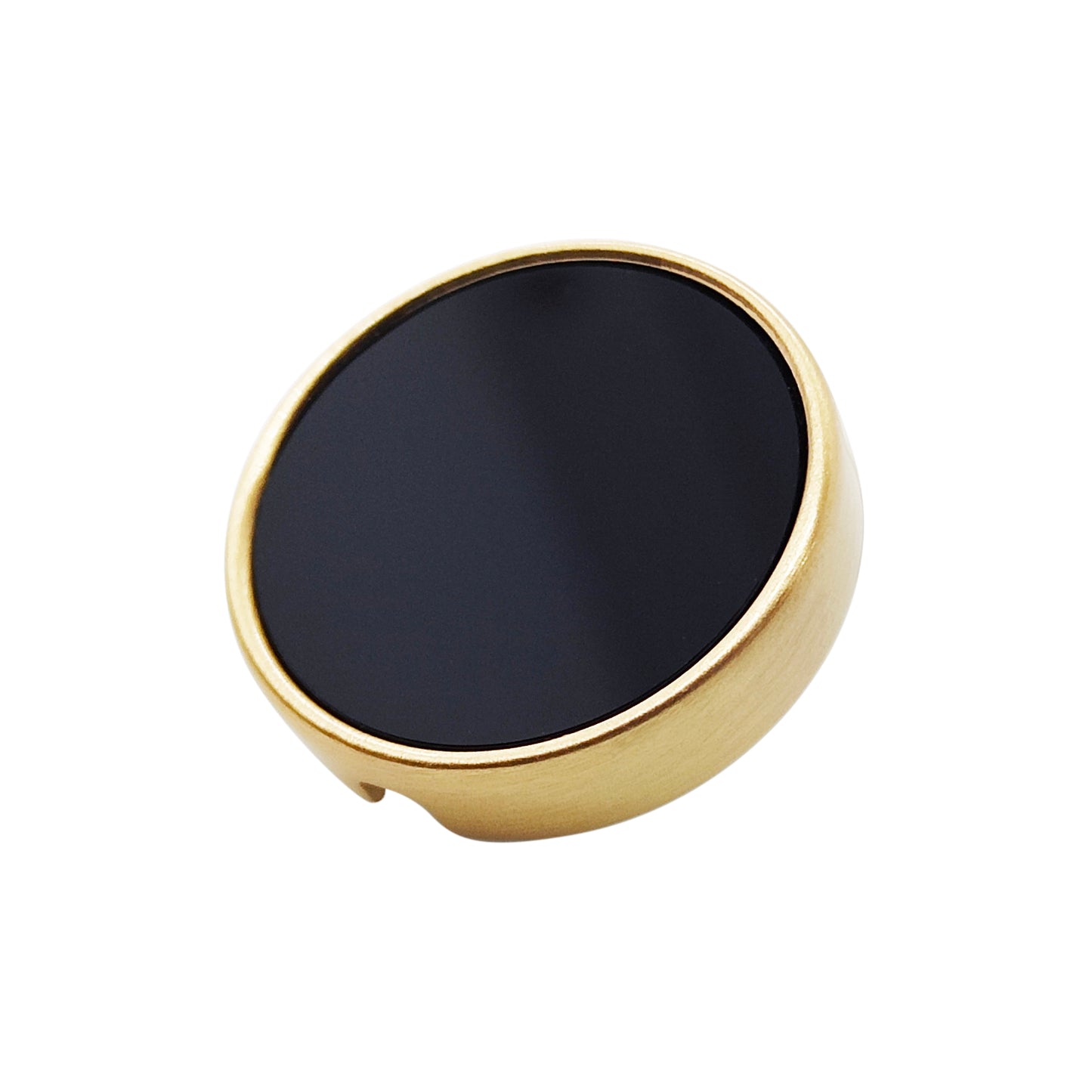 21mm button in brushed gold metal and black onyx