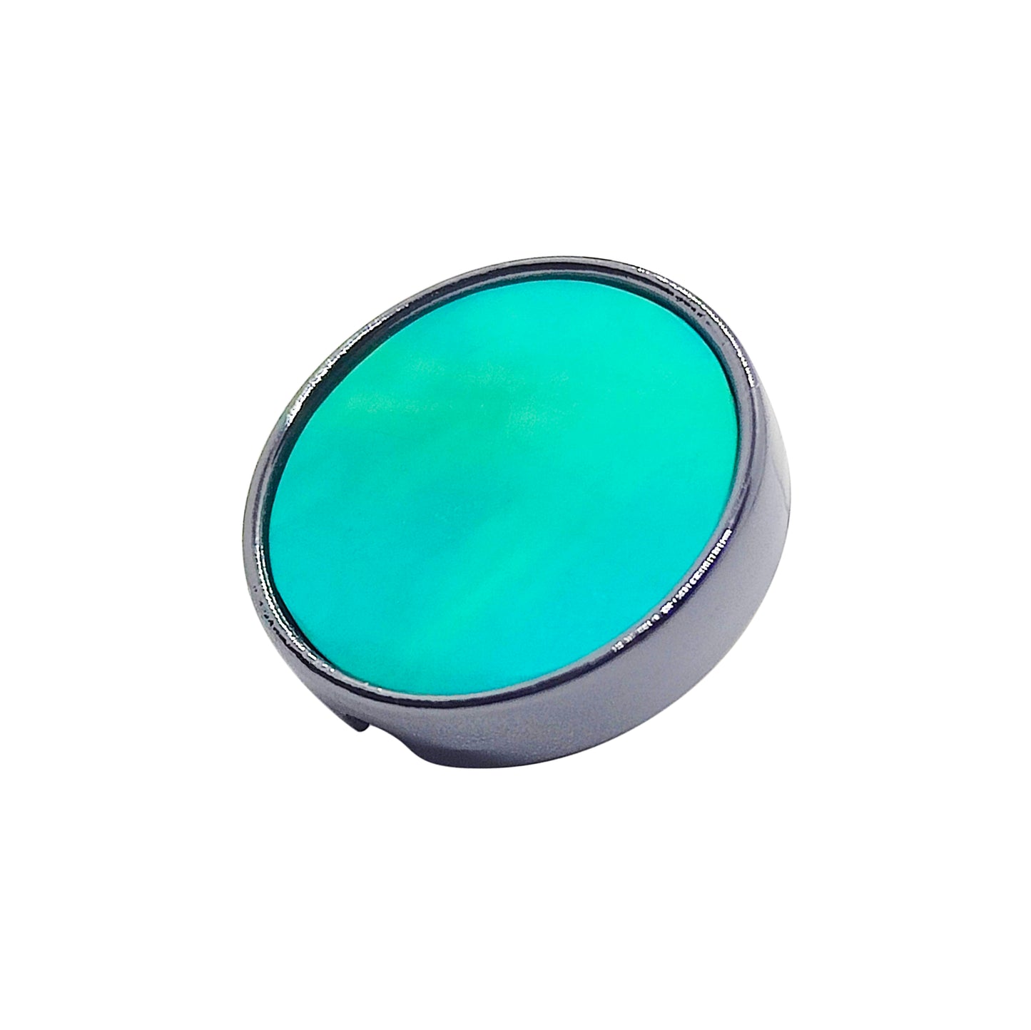 21mm button in brushed gold metal and Tibetan turquoise
