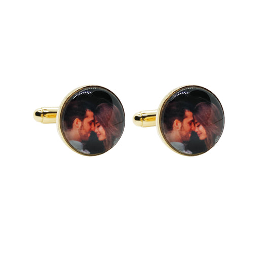 PRO - Boutons de manchettes 14 mm en métal avec cabochons en verre personnalisables