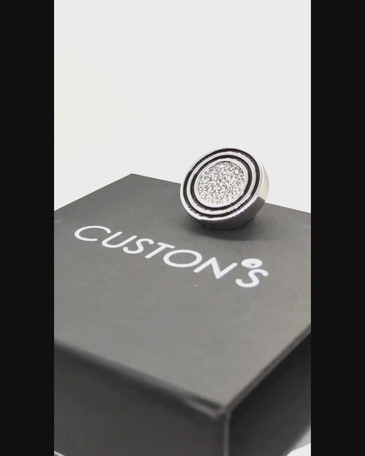 Bouton 21 mm en métal argenté brillant avec petits strass "CONSTELLATION"